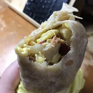 Bacon breakfast burrito