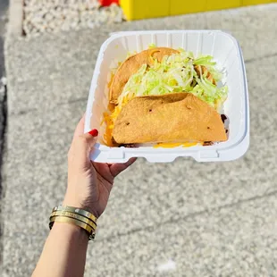 The beef tacos with deep fried hard shells