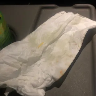 a piece of paper on a tray
