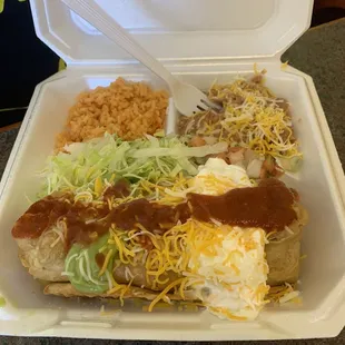 Chimichanga Plate #20 on the menu (hubs' meal, not mine)