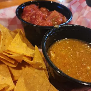 Chips, salsa,  green chili
