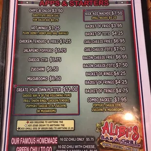 menu