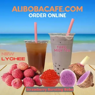 two drinks on a beach