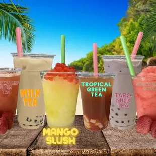 a variety of drinks