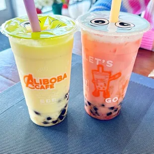 Pineapple/Coconut slush with Boba Tea
