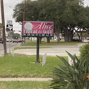 Front sign...