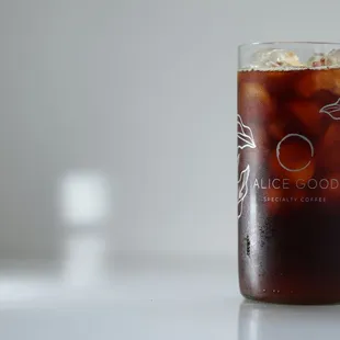 a glass of iced coffee
