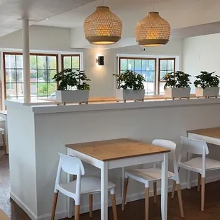 a kitchen and dining area