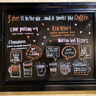 a chalkboard with a menu