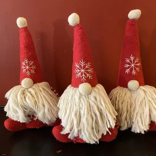 three christmas gnomes