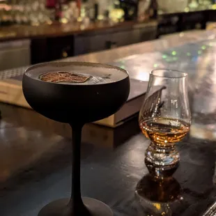 Velvet Rabbit (A+, five stars, would order again) and a pour of Sweet Grass bourbon (also A+, but we knew that already)