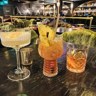 Jameson Sour* one of the best I have had! Zombie* Fire and Rum, perfection  Old Fashion* Sphere ball and mixed for a smooth drink.