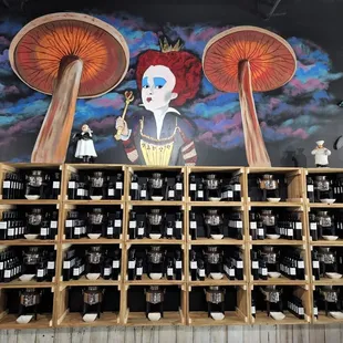 vinegars &amp; oils wall with the queen of hearts!