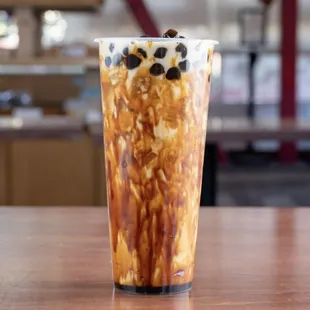 ~Mysterious Volcano~ (Brown Sugar Boba Latte) made with Organic "Clover" milk