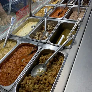 a buffet of food