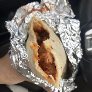 the inside of a burrito