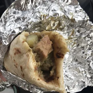 the inside of the burrito
