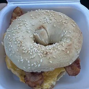 Bacon Egg and Cheese on a Sesame Bagel