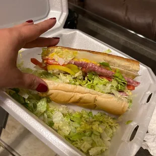 I ate 1/2 of the sandwich here is the other half. The lettuce is from both sides of the sandwich