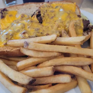 Cheese steak with fries