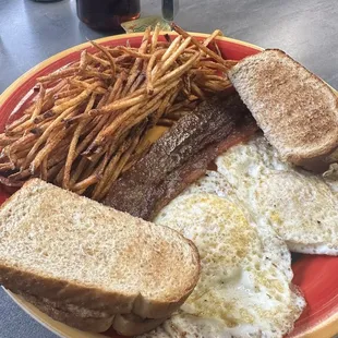 2 Eggs &amp; Toast with Bacon &amp; Hash Browns