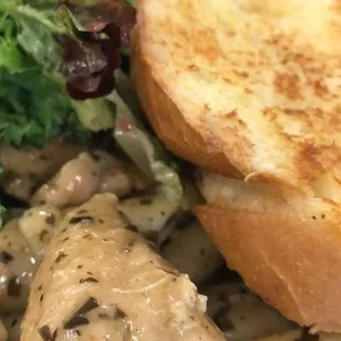 Basil chicken pasta with salad