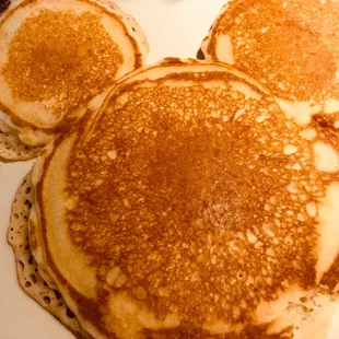 three pancakes on a plate