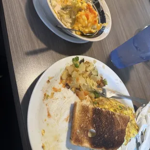 Breakfast bowl and Ultimate omelette