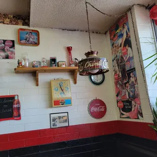 a wall of memorabilia