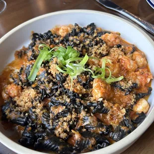 Squid Ink Shrimp Pasta