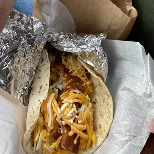 Bacon,potato, egg, cheese