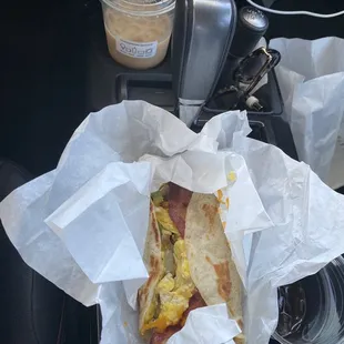 Build your own: bacon, egg, cheese, potato, jalapeño burrito