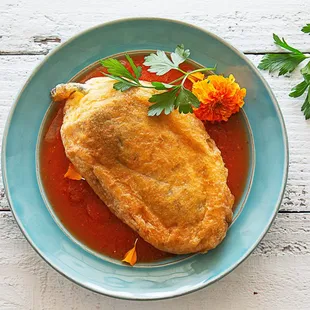 Chile Relleno and Salsa Roja