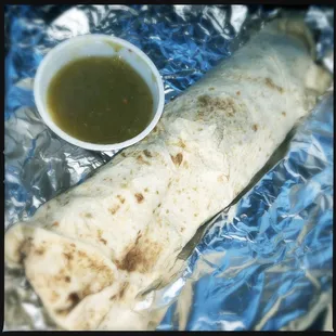 The Chile Relleno Burrito with salsa