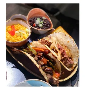 Steak and pull meat tacos