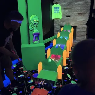 Last hole - so cool to see your ball go around the building in the tube!