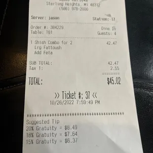 the receipt