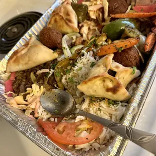 a tray of food