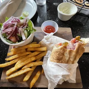Kafka Shish Kafta Sandwich. Comes with fries and a small salad. Really good.