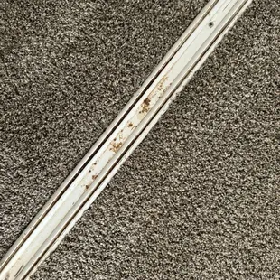 Dried throw up in between the closet doors?  Who knows what this is.