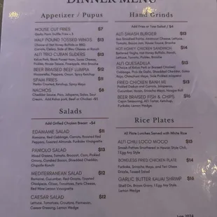 Dinner Menu February 2025