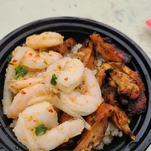 Garlic Shrimp and Chicken Bowl