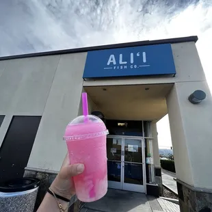 Pog slush with lychee jelly