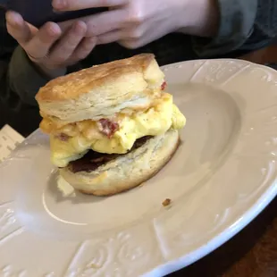 Biscuits Sandwich with bacon and pimento cheese