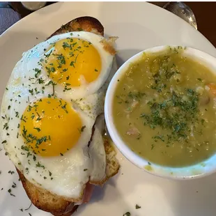 Croque Madame and Split Pea Soup