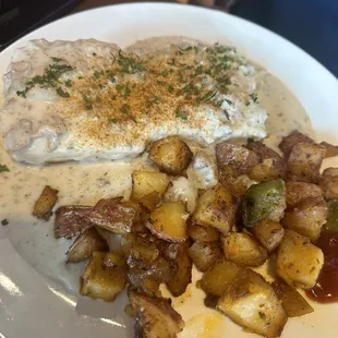 biscuits &amp; gravy + potatoes