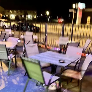 tables and chairs outside