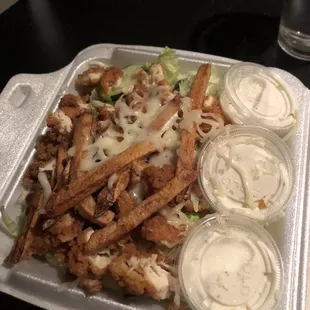 grilled chicken salad with fried chicken