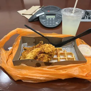 2D Trip waffle chicken w/ coconut syrup a must