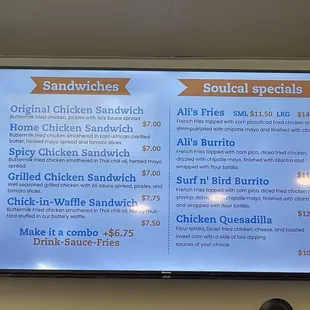 menu